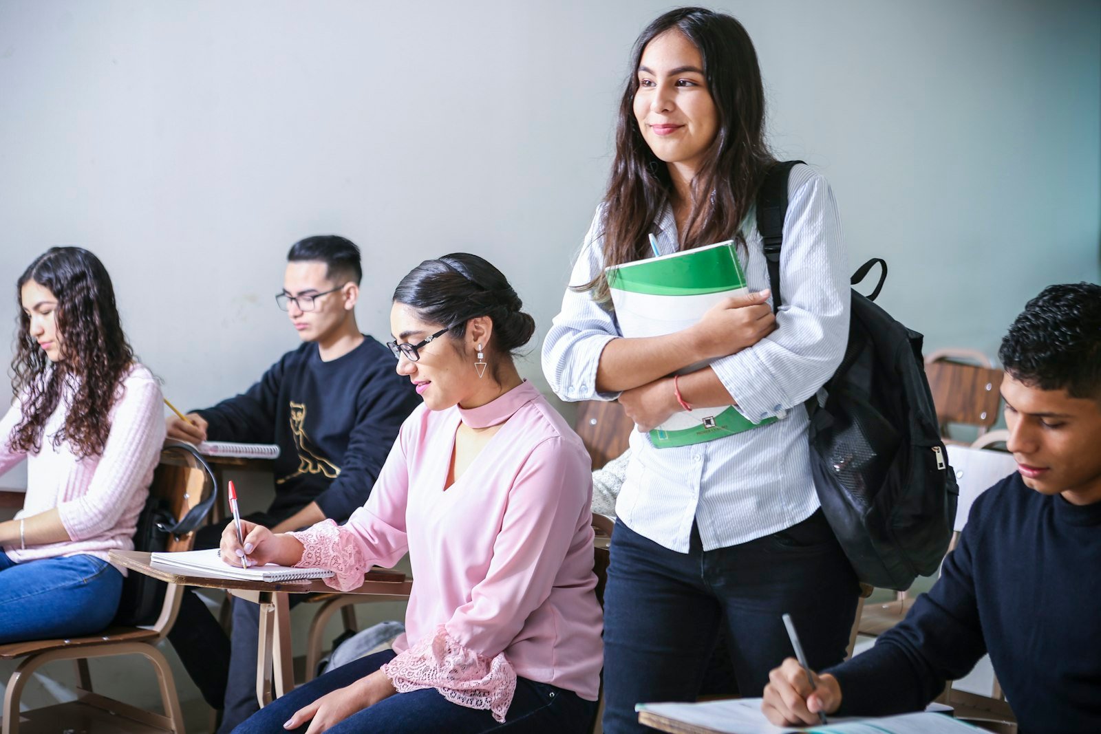 Students studying in a library